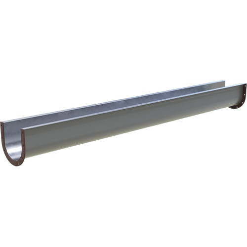 Conveyor Screw Trough, Angle Flange,  U-Shape, 9 in Dia, 120 in Lg, Steel, Painted