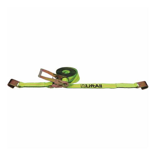 548, model_5, Ratchet Strap, 3300 lb, 27 ft Lg, 2 in Wd, Polyester Strap, Flat Hook End