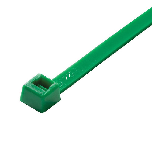 Cable Tie, Intermediate Standard, 8.87 in Lg, 0.14 in Wd, 0.04 in Thk, 2.38 in Dia Bundle, 40 lb Tensile, -40 to 185 deg F, Nylon 6.6, Green Color