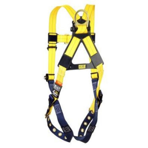 Harness, Alloy Steel Hardware, Blue,  Yellow , Universal, 420 lb, Tongue Leg Strap Buckle, Polyester Strap, Full Body,  Vest