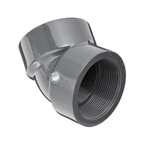 Elbow, 1/2 in, FNPT End, SCH 80, Molded, Chlorinated PVC, 210 deg F, Gray , 45 deg Elbow