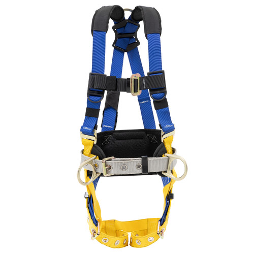Harness, Alloy Steel Hardware, Blue , X-Large, 310 lb, Tongue Leg Strap Buckle, Slotted Pass-Thru Chest Strap Buckle, Polyester Strap