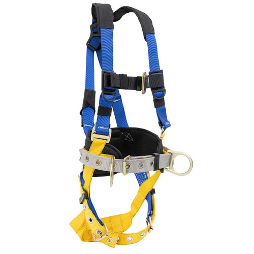 Harness, Alloy Steel Hardware, Blue , X-Large, 310 lb, Tongue Leg Strap Buckle, Slotted Pass-Thru Chest Strap Buckle, Polyester Strap