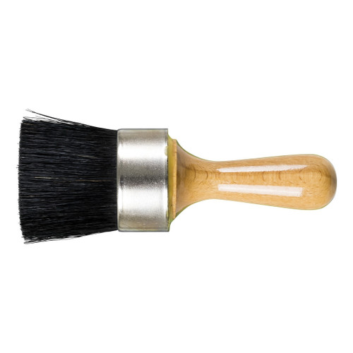 Stencil Brush, 45 mm Lg, 2 in Brush, Bright Seamless Metal Ferrule, Clear Lacquered Wood Handle