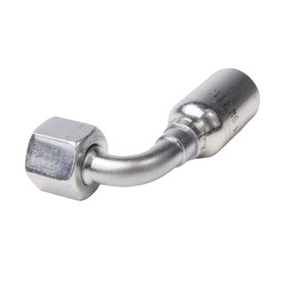 PARKER Hydraulic Hose Elbow, Crimp Style,  Short Drop, 3/8 in Hose, 11/16 in-16, Female Seal-Lok Swivel End, 90 deg, 13/16 in Hex, 2.22 in Lg, 5000 psi, Steel