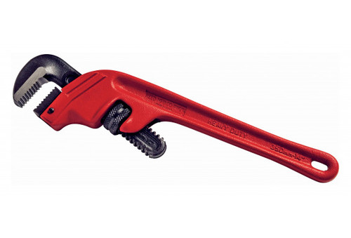 Offset Pipe Wrench, Heavy Duty, 1/8 to 1-1/2 in, 10 in Lg, 10 to 48 mm OD Tube, 45 deg Offset, Hook and Heel Jaw, 1/8 to 1-1/2 in, Alloy Steel Jaw, 45 deg Head