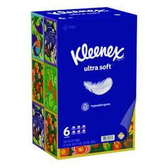Kleenex Ultra Soft Tissue, 3-Ply, White, 120 Sheets/Box, 6 Boxes/Pack