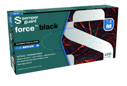 Semperguard force black exam nitrile gloves Large, 100 glove/bx, 10 bxs/cs, 5mil, Powder free.
