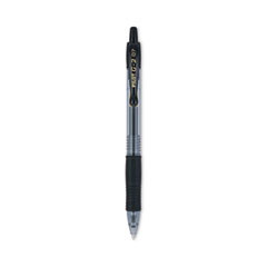 Pilot® G2 Premium Gel Pen, Retractable, Fine 0.7 mm, Black Ink, Smoke/Black Barrel, Dozen