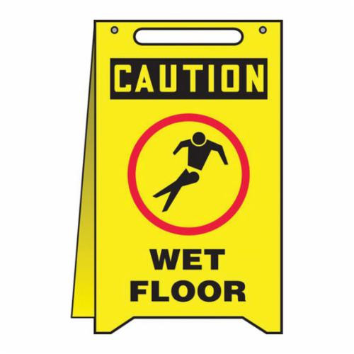 Accuform® MF111 Fold-Ups® Caution Sign, CAUTION, 20 in H x 12 in W, Red/Black on Yellow, Plastic