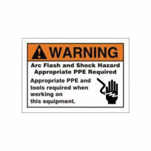 Accuform® LELC309 Warning Sign With Graphic, WARNING, 3-1/2 in H x 5 in W, Black/Orange on White, Adhesive Vinyl