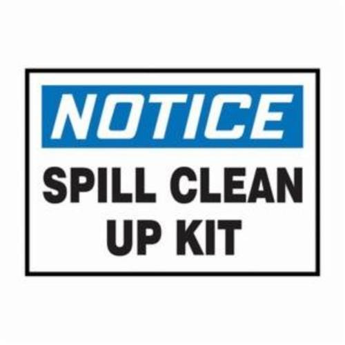 Accuform® LCHL807XVE Notice Safety Label, 5 in L x 3-1/2 in W, NOTICE - SPILL CLEAN UP KIT Legend, Black/Blue/White, Adhesive Dura-Vinyl™, 1 per Pack Labels