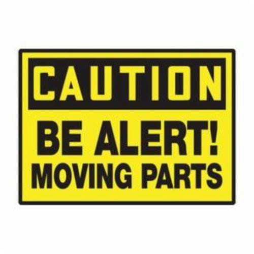 Accuform® LEQM620VSP Caution Safety Label, 5 in L x 3-1/2 in W, CAUTION BE ALERT MOVING PARTS Legend, Adhesive Vinyl, 5 per Pack Labels