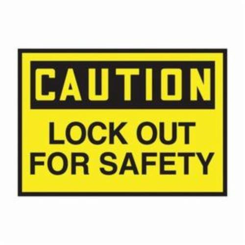 Accuform® LLKT611XVE Flexible Tagout Label, 5 in L x 3-1/2 in W, CAUTION - LOCK OUT FOR SAFETY Legend, Black/Yellow, Adhesive Dura-Vinyl™, 1 per Pack Labels