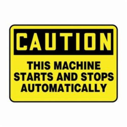Accuform® MEQM721XV Caution Sign, CAUTION, 10 in H x 14 in W, Yellow, Adhesive Vinyl