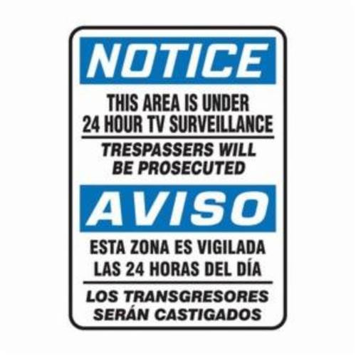 Accuform® SBMASE812XV Bilingual Notice Sign, NOTICE/AVISO, 14 in H x 10 in W, Adhesive Dura-Vinyl™, Adhesive Mount