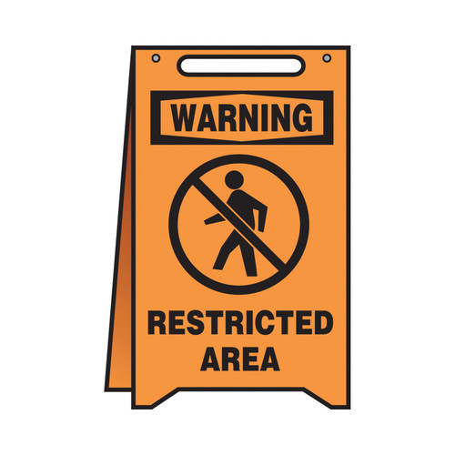 Accuform® MF104 Fold-Ups® Floor Sign, WARNING, 20 in H x 12 in W, Orange, Plastic