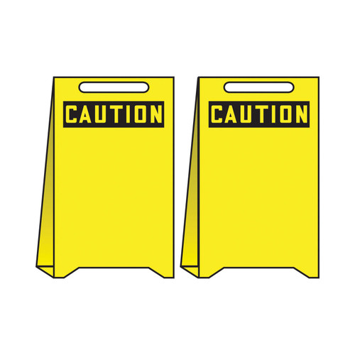 Accuform® PFE400 Fold-Ups® Reversible Floor Sign, CAUTION, 20 in H x 12 in W, Yellow, Plastic