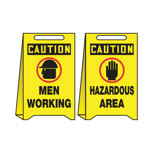 Accuform® PFE403 Fold-Ups® Reversible Floor Sign, CAUTION, Symbol/Text, Plastic, 20 in H x 12 in W, English