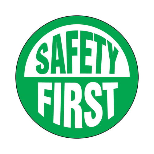 Accuform® LHTL176 Hard Hat Sticker, 2-1/4 in L x 2-1/4 in W, SAFETY FIRST Legend, Adhesive Vinyl, 10 per Pack Labels
