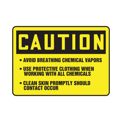 Accuform® MCHL641XV Safety Sign, CAUTION, Text, Adhesive Dura-Vinyl™, 10 in H x 14 in W, English