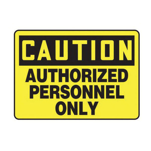 Accuform® MADM602VP Safety Sign, CAUTION, 10 in H x 14 in W, Black/Yellow, Plastic, Fastened Mount