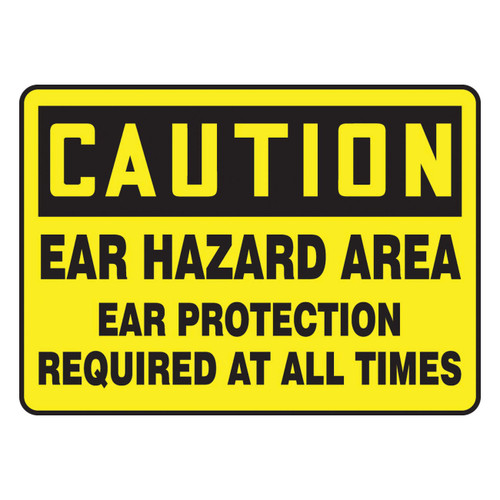 Accuform® MPPE429VP Safety Sign, CAUTION, 14 in H x 20 in W, Plastic, Fastened Mount