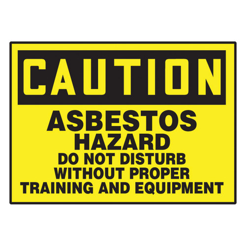 Accuform® LCAW602VSP Safety Label, 3-1/2 in L x 5 in W, CAUTION ASBESTOS HAZARD DO NOT DISTURB WITHOUT PROPER TRAINING AND EQUIPMENT Legend, Adhesive Vinyl, 5 per Pack Labels
