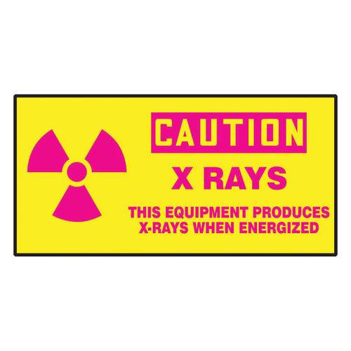 Accuform® LRAD604VSP Safety Label, 3 in L x 7 in W, CAUTION X-RAYS THIS EQUIPMENT PRODUCES X-RAYS WHEN ENERGIZED Legend, Adhesive Vinyl, 5 per Pack Labels