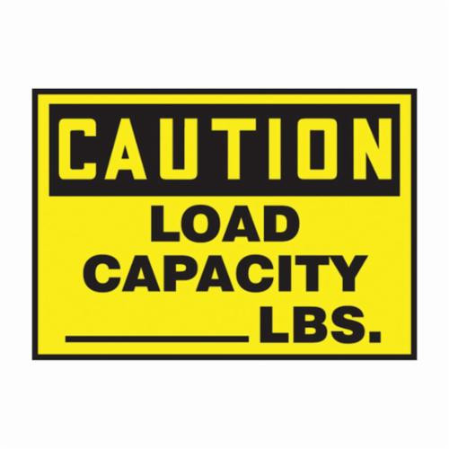 Accuform® LVHR602XVE Flexible Caution Safety Label, 5 in L x 3-1/2 in W, CAUTION LOAD CAPACITY _____ LBS. Legend, Black/Yellow, Adhesive Dura-Vinyl™, 1 per Pack Labels