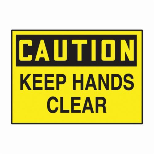 Accuform® LEQM780XVE Flexible Caution Safety Label, 5 in L x 3-1/2 in W, CAUTION KEEP HANDS CLEAR Legend, Black/Yellow, Adhesive Dura-Vinyl™, 1 per Pack Labels