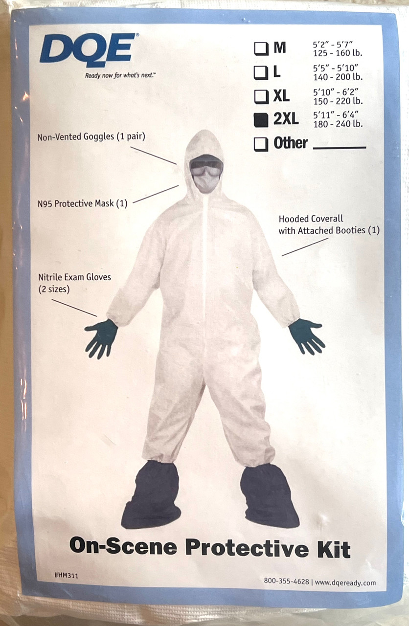 On-Scene Protective Kit with Tyvek suit, Goggles,N95 mask and Nitrile  Gloves included