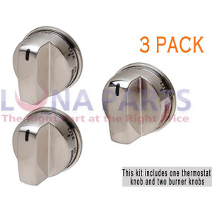 Gas Range Burner Knob Kit 2 (EBZ37189611) Knobs & 1 (EBZ37189609) Knob for LG