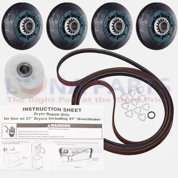 Kenmore 11094821301 Dryer Rollers Pulley Bracket Belt Kit