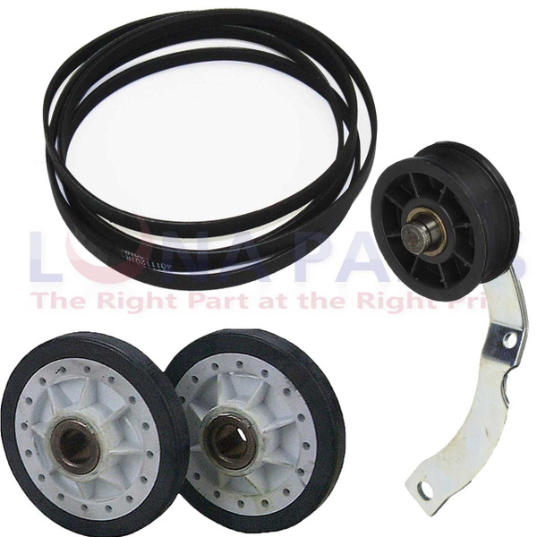 Speed Queen LES10AW-PLES10AW Dryer Drum Rollers Pulley Belt Kit