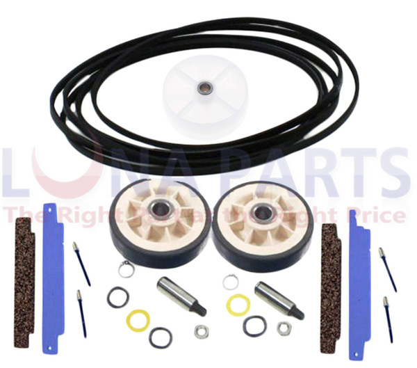 LDE9334ACE Maytag Dryer Rollers Shafts Belt Pulley Slides Kit