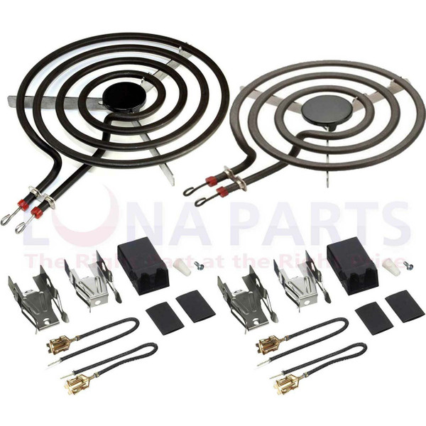 Pack of 2 Range Burner Set for GE 1 each WB30X254 WB30X253 with receptacles