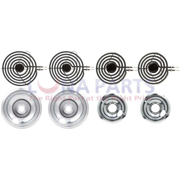 BM1 Range Stove Burner Element w/ Chrome Pans Bowls Set 2 of MP21MA 2 of MP15MA
