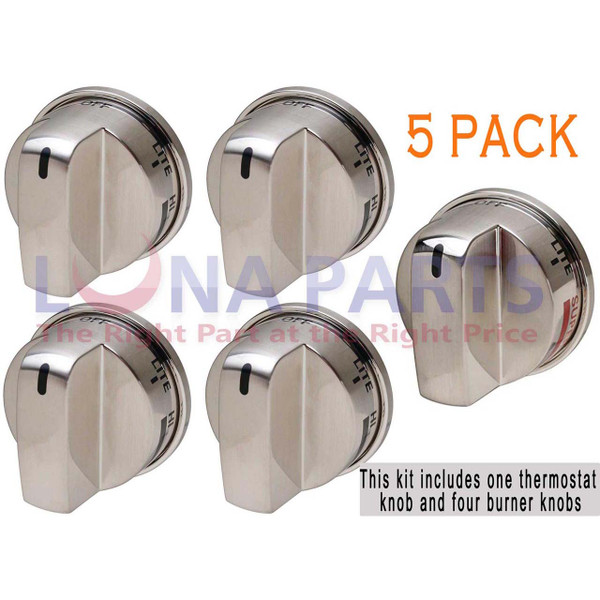 Gas Range Burner Knob Kit 4 (EBZ37189611) Knobs, & 1 (EBZ37189609) Knob for LG