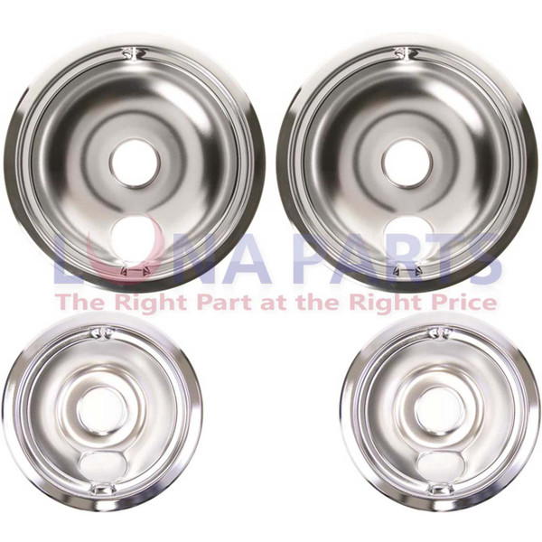 GB6 For GE Range Burner Bibs Bowls Drip Pans Set 2 WB31X5010 2 WB31X5011