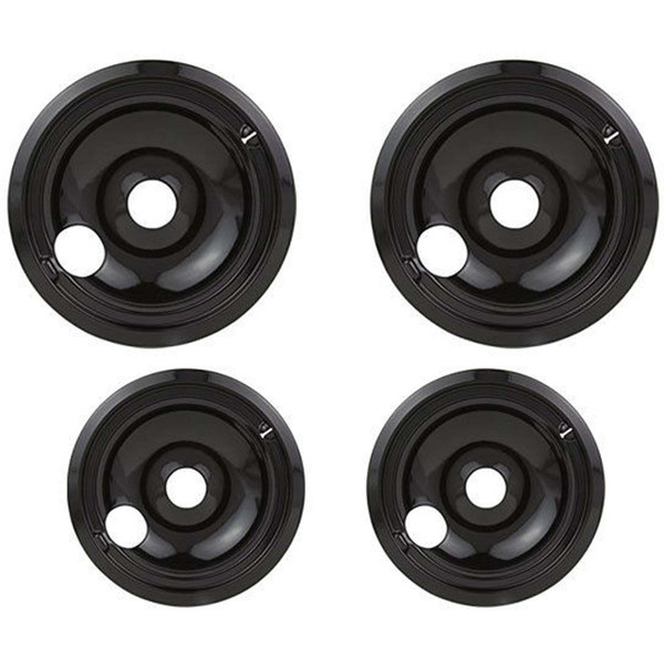 Kenmore/GE 4 Pack Black Porcelain Drip Bowl Set, Kit 51 2-WB31K5024, 2-WB31K5025