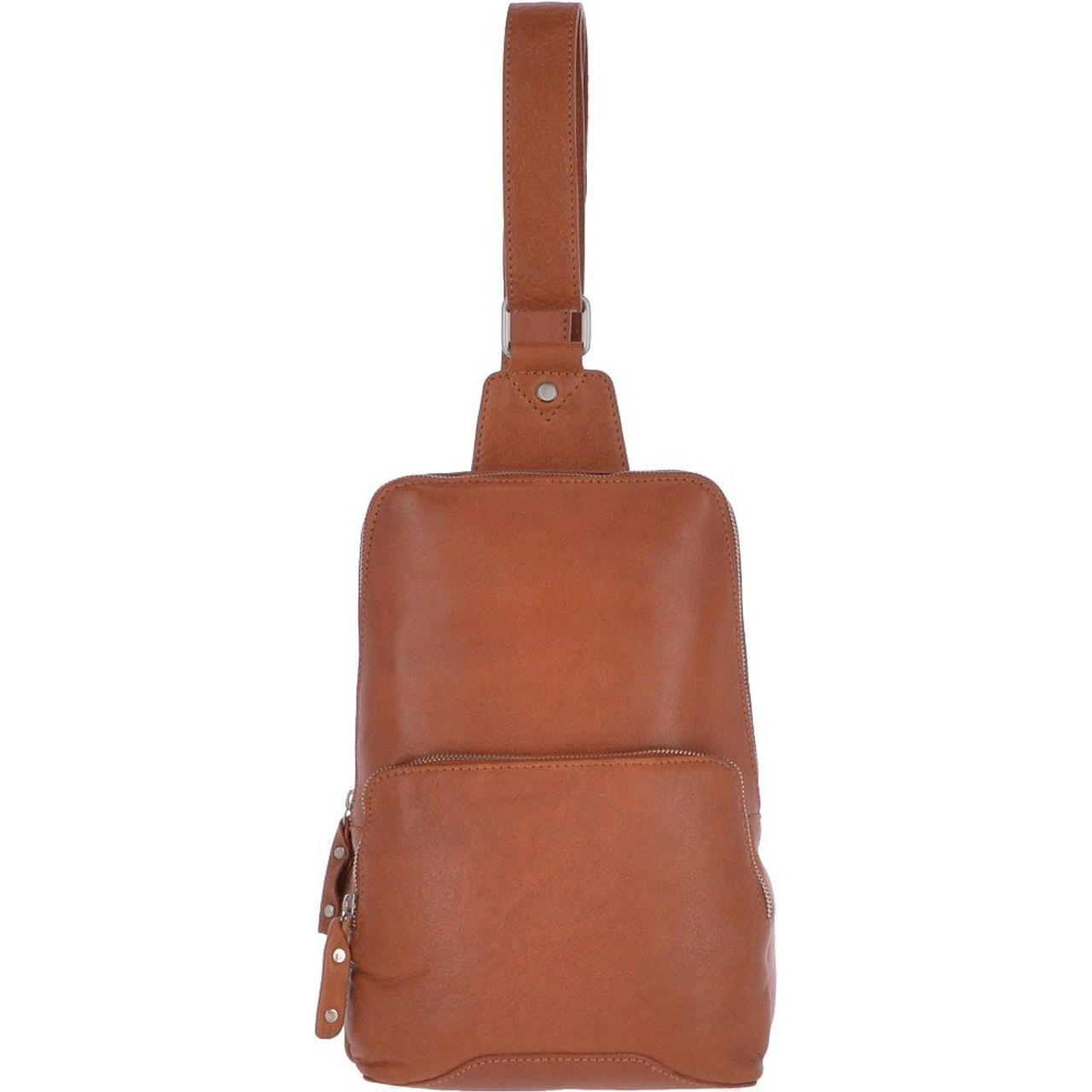 Cross Body Leather Sling Bag - Tan