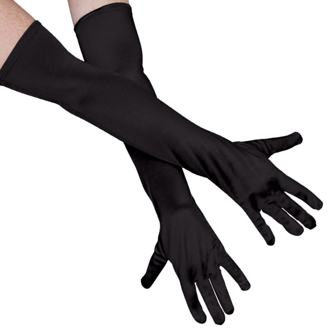 long black satin gloves