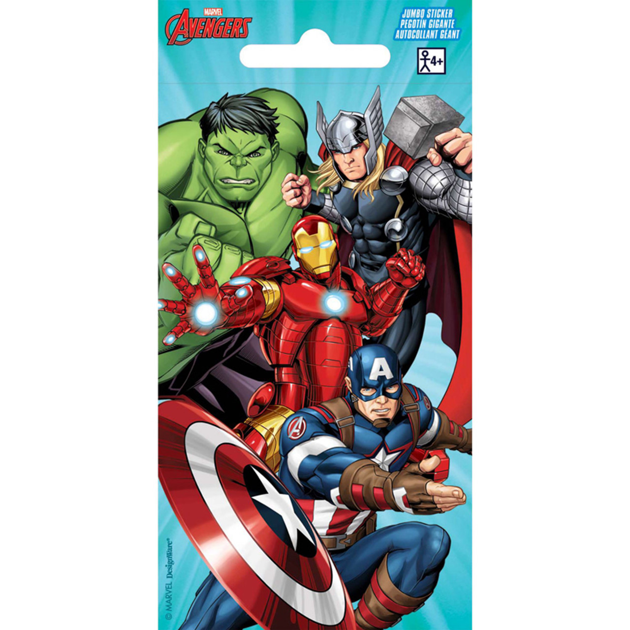 Marvel Avengers Jumbo Favour Stickers - Pack of 6