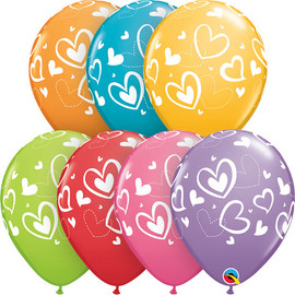 Latex Printed Festive Mix & Match Heart Balloons | Qualatex