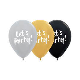 Latex Printed 'Let's Party' Pearl Balloons | Five Star