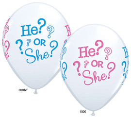 Latex Gender Reveal He or She? Baby Balloons | Qualatex