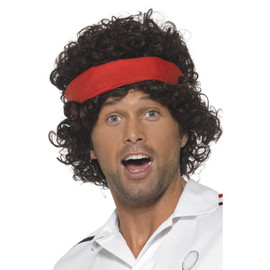 1980's Tennis Player Wig with Headband | Smiffy's 
