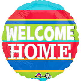 Foil Round Welcome Home Bright Stripes Balloon | Anagram
