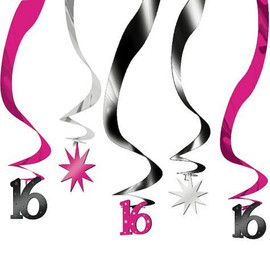 Sweet 16 Hanging Swirl Decorations | Amscan